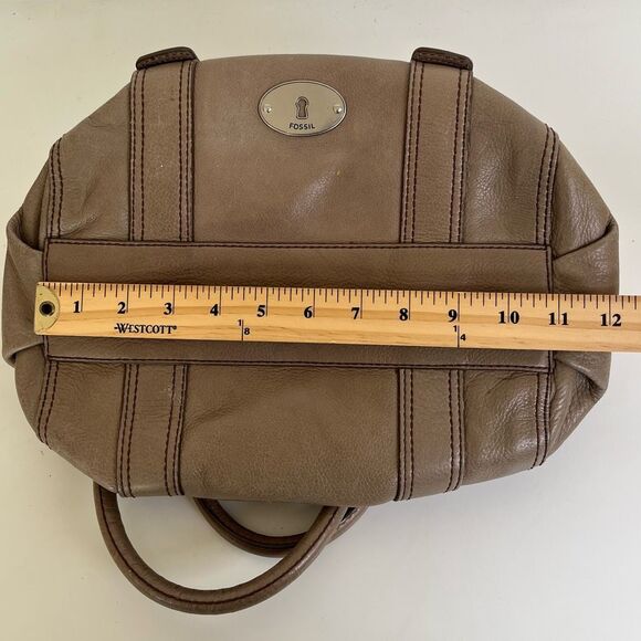 Fossil Leather Taupe Maddox Satchel Supple Slouchy Doctor Bag Silver Hardware - Picture 13 of 15